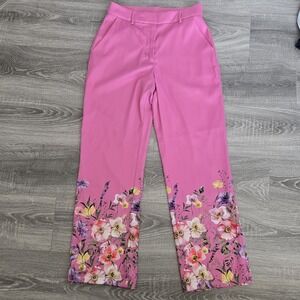Boston proper  Trouser Floral Printed High‎ Rise Dress Pants Women Size 6 Pink
